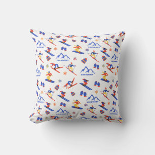 Showdown Mountain Montana Ski Snowboard Pattern Cushion