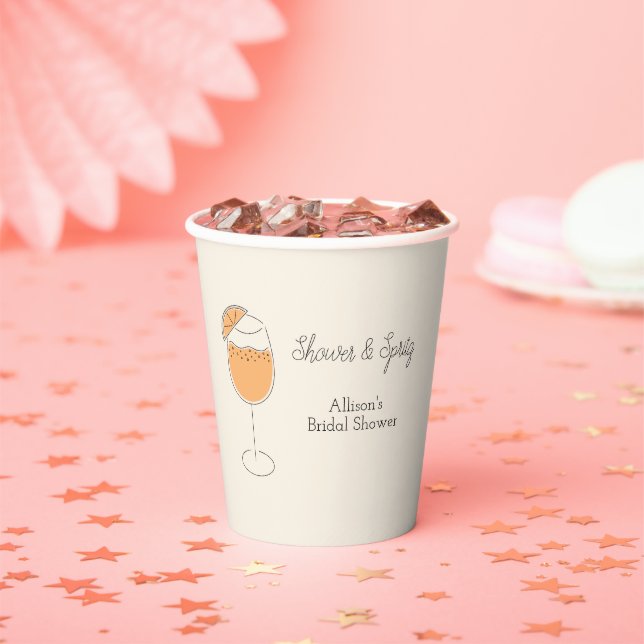 Shower and Spritz Bubbly Cocktail Bridal Shower Paper Cups (Insitu)