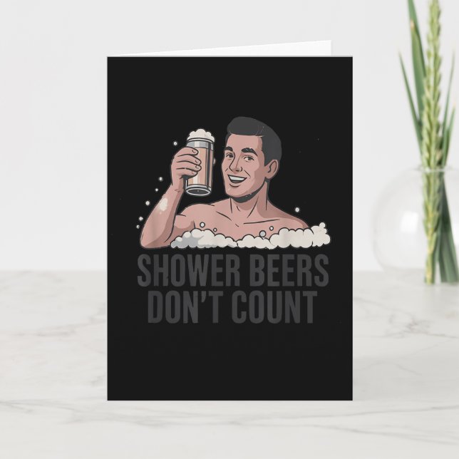Shower Beers Don’t Count Funny Beer Lover Retro  Card (Front)