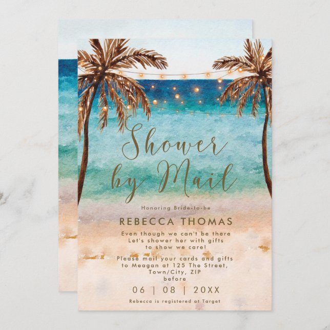 shower by mail beach virtual bridal shower invitation (Front/Back)
