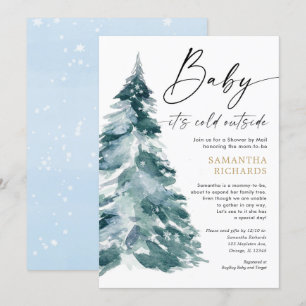 Shower by Mail blue gold boy winter baby shower Invitation