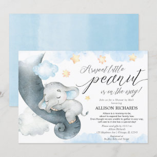 Shower by mail blue yellow elephant baby shower invitation