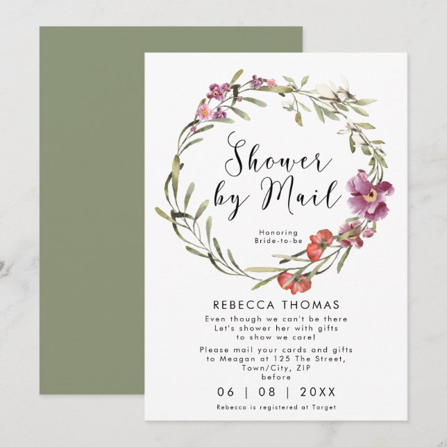 shower by mail floral virtual bridal shower invitation (Front/Back)
