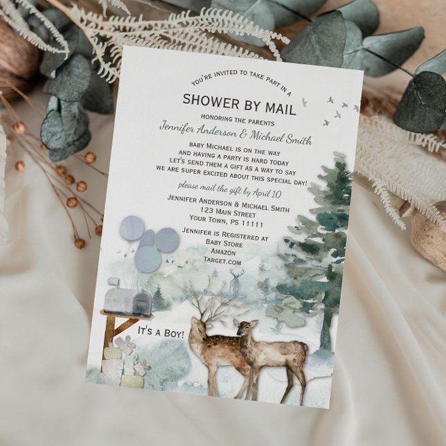 Shower by Mail Forest Boy Country Deer Baby Shower Invitation (Creator Uploaded)