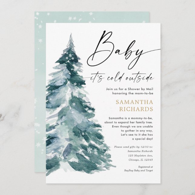 Shower by Mail gender neutral winter baby shower Invitation (Front/Back)