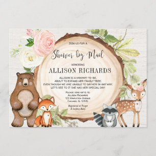 Shower by mail girl woodland animals baby shower invitation