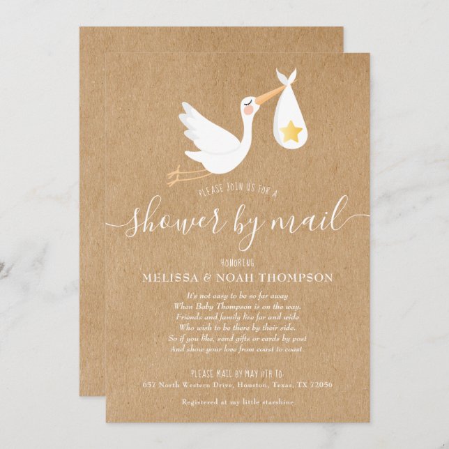 Shower By Mail Long Distance Sprinkle Rustic Invitation (Front/Back)