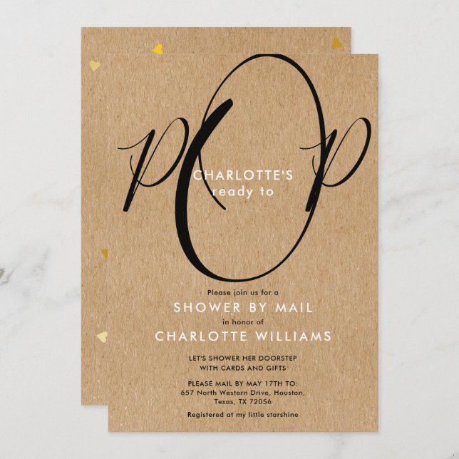 Shower By Mail Long Distance Sprinkle Rustic Kraft Invitation (Front/Back)