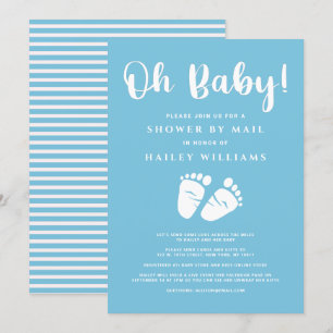 Shower by Mail Oh Baby Boy Feet Blue White Invitation