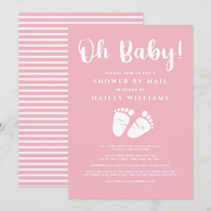 Shower by Mail Oh Baby Girl Feet Pink White Invitation