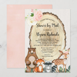Shower by mail rustic girl woodland baby shower invitation
