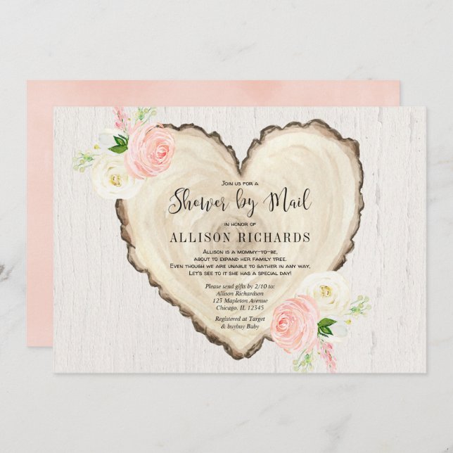 Shower by mail Rustic Valentines Day girl baby Invitation (Front/Back)