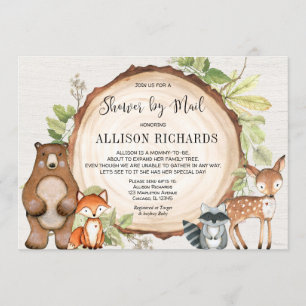 Shower by mail rustic woodland animals baby shower invitation