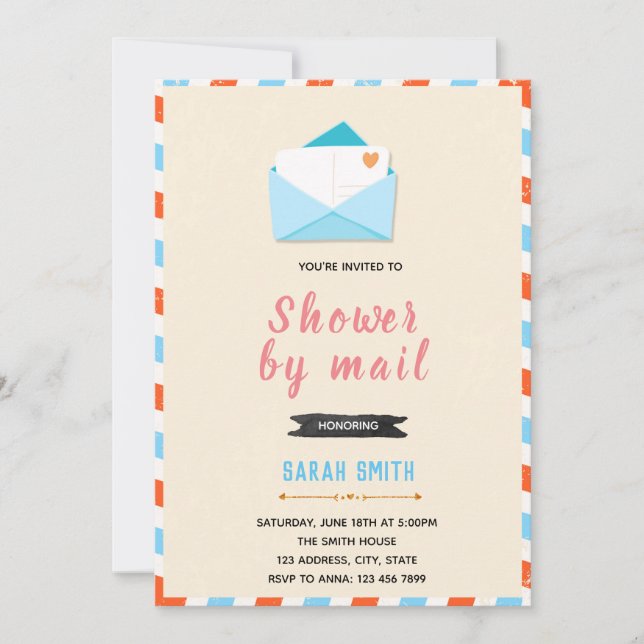 Shower by mail theme party invitation (Front)
