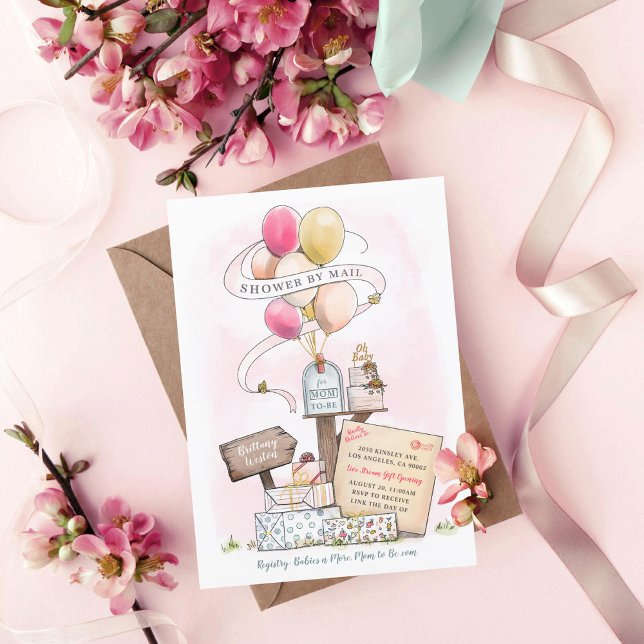Shower By Mail Virtual Baby Shower Balloon Mailbox Invitation (Creator Uploaded)