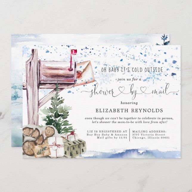 Shower by Mail | Winter Christmas Baby Shower Invitation (Front/Back)