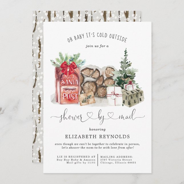 Shower by Mail | Winter Christmas Baby Shower Invitation (Front/Back)