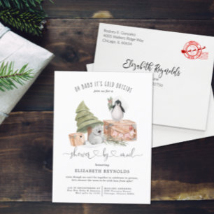 Shower by Mail   Winter Christmas Baby Shower Invitation Postcard