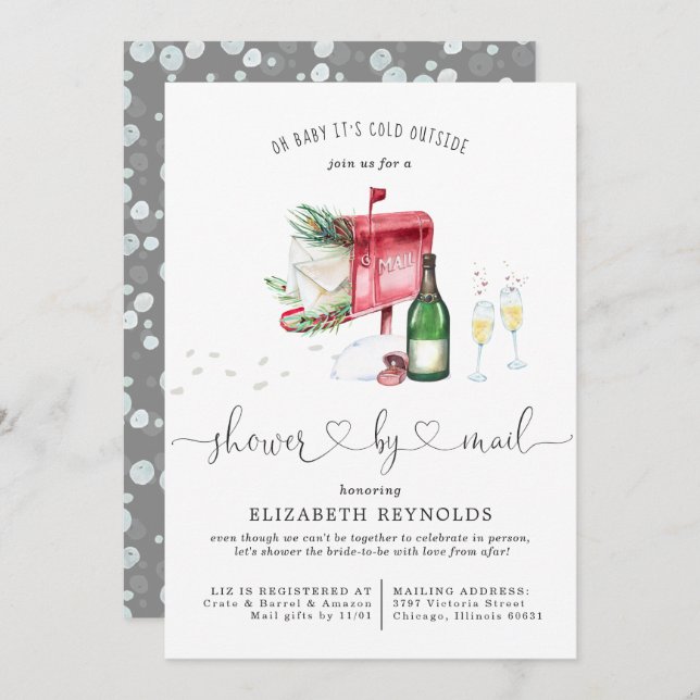 Shower by Mail | Winter Christmas Bridal Shower Invitation (Front/Back)