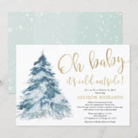 Shower by mail winter gold white snow baby shower