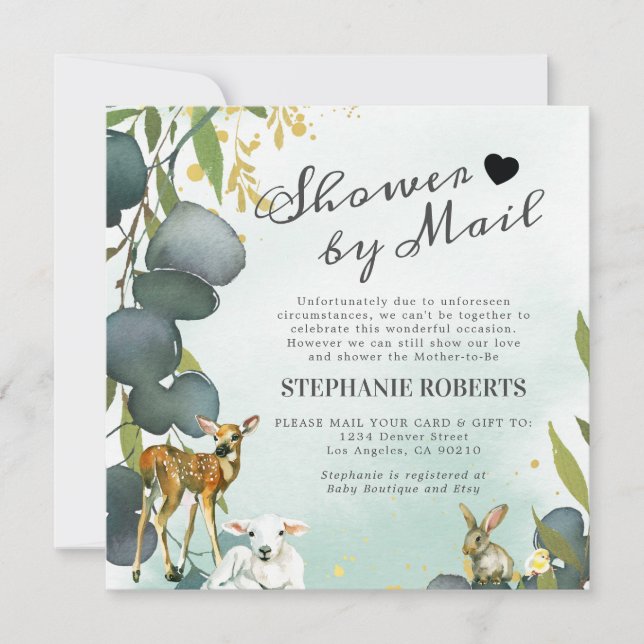 Shower By Mail | Woodland Animals Baby Shower Invitation (Front)