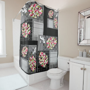 Shower Curtain Abstract patchwork quilting quilt r