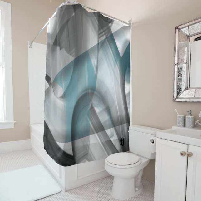 Shower Curtain Abstract Trend Interior Blue Ocean (In Situ)