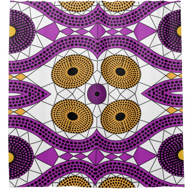 Shower Curtain African Print fabric Ethnic flowers (Front)