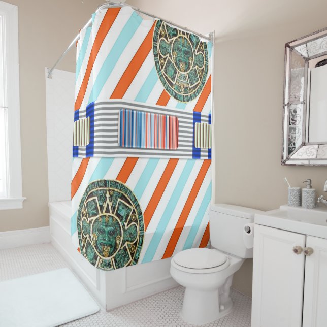 Shower Curtain Aztec Stripe (In Situ)