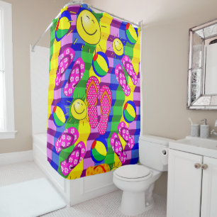 Shower Curtain Beach House Sun Flip Flops