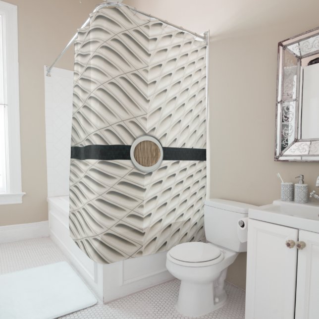 Shower Curtain Beige Black  (In Situ)