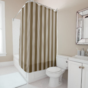 Shower Curtain Beige & Brown Stripe