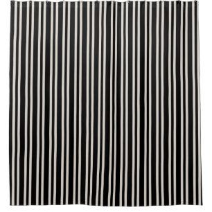 Shower Curtain Black and Creme Stripe HAMbyWG