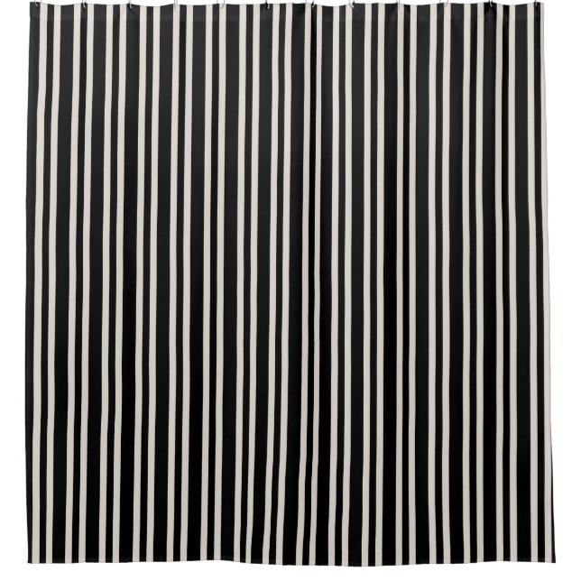 Shower Curtain Black and Creme Stripe HAMbyWG (Front)