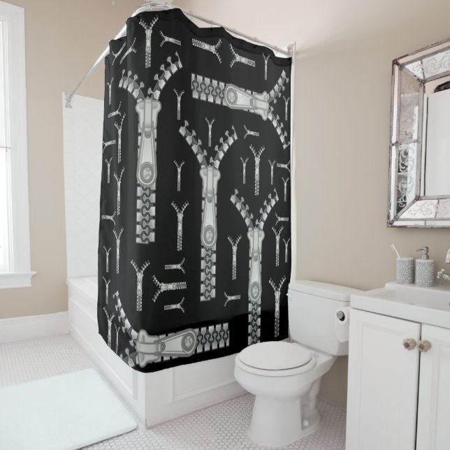 Shower Curtain Black Zippers (In Situ)
