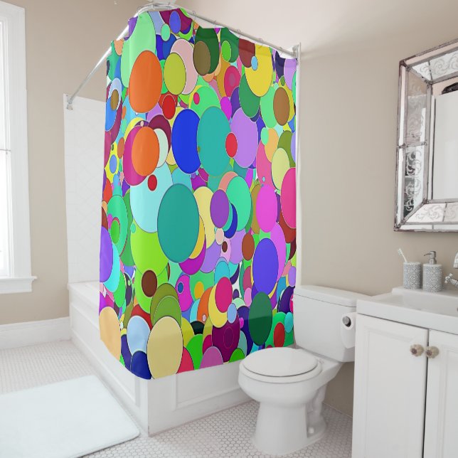 Shower Curtain Bright Colourful Circles Circular (In Situ)
