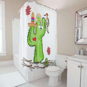 Shower Curtain Cactus Bird 