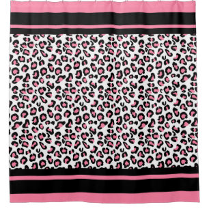 Shower Curtain/Cheetah Print Pink, Black and White Curtain