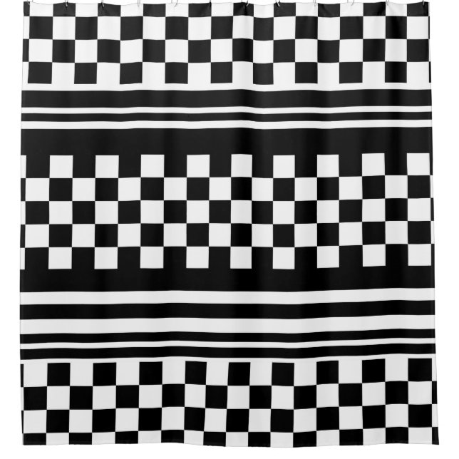 Shower Curtain/Chequered and Stripes Curtain (Front)