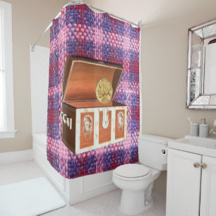 Shower Curtain Chest Purple Pink Plaid