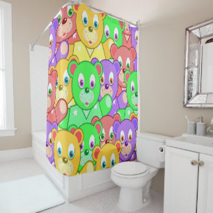 Shower Curtain Colourful Teddy Bears