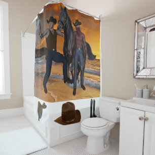 Shower Curtain Country Cowboys Horse Saddle