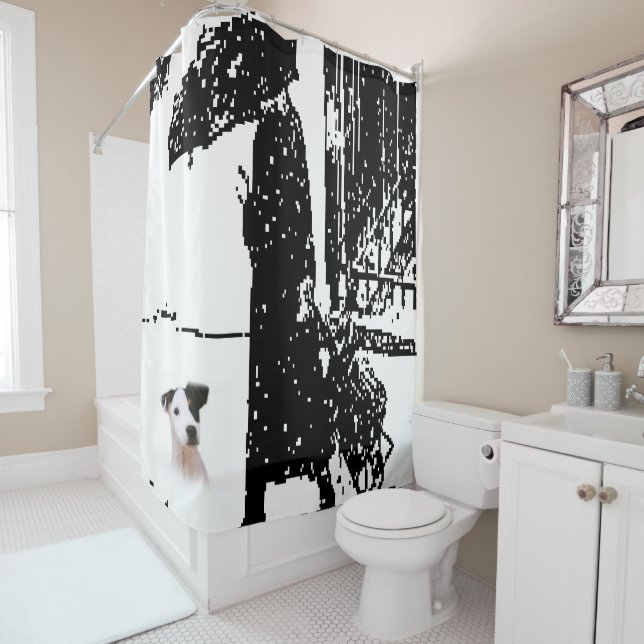 Shower Curtain Dog (In Situ)