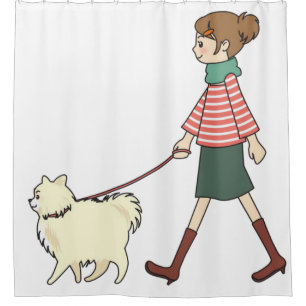 Shower Curtain Dog Walker