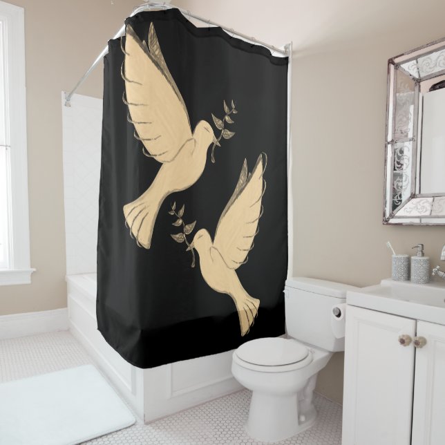 Shower curtain doves (In Situ)