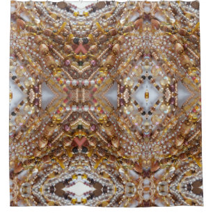 Shower Curtain- Earth Tones Bead Print Curtain