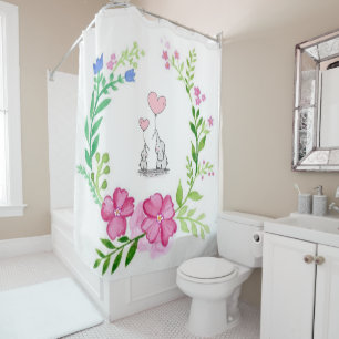 Shower Curtain Elephant Floral