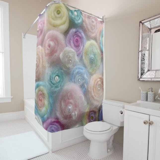 Shower Curtain Floral Colourful Yarn (In Situ)