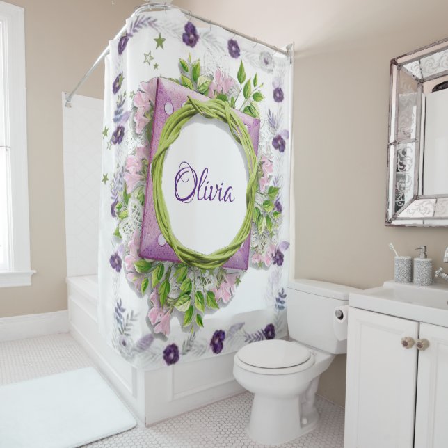 Shower Curtain Floral Purple (In Situ)