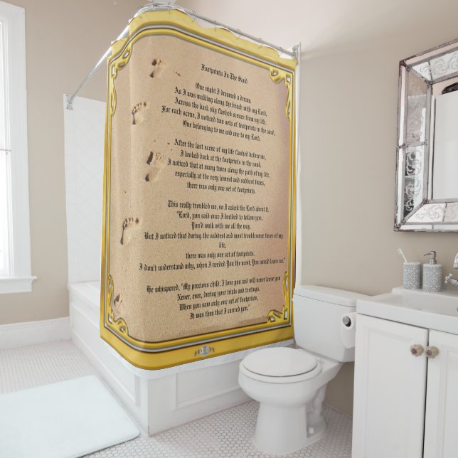 Shower Curtain Footprints In The Sand  (In Situ)